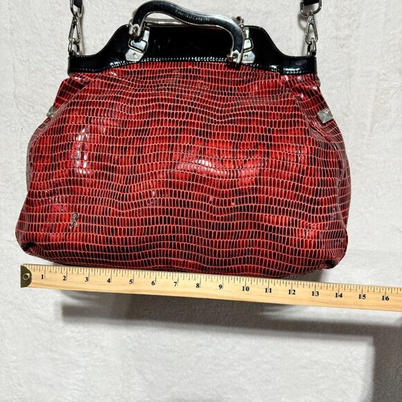 Roberta Di Camerino Italy Shoulder Handbag Shiny Red w/ Metal Handles RARE - Picture 3 of 16